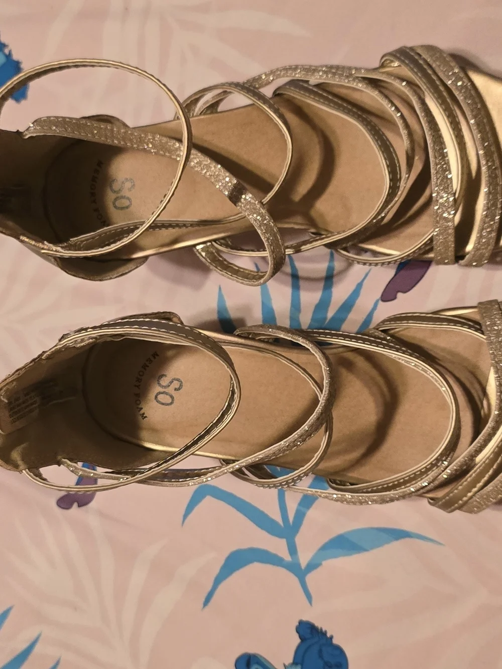 Kohl's Gold Glitter Girls' Strappy Sandals Girls Size 5